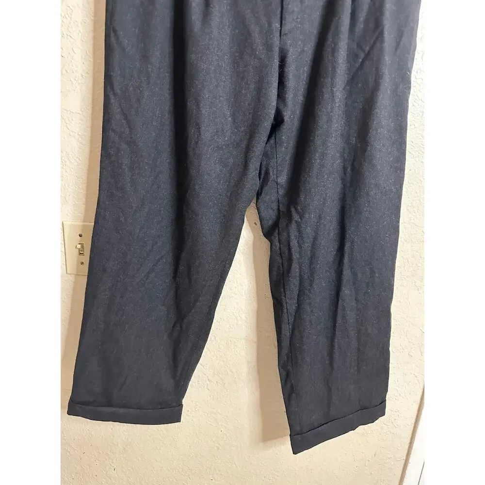 Brioni Flannel Knit Gray Flat Cuffed Trousers Gray Wool Mens 42R Quiet Luxury